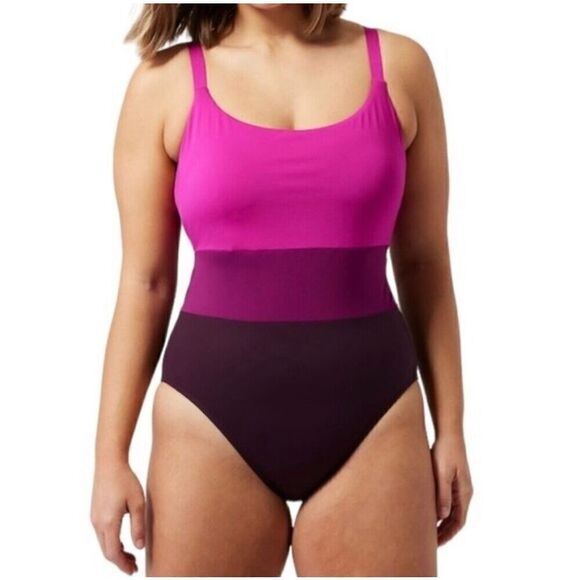 Athleta Coastline Colorblock Swimsuit In Electric Fuchsia size L - Picture 1 of 16